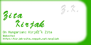 zita kirjak business card